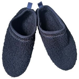 Bombas Men Sunday Slippers Navy Blue Fuzzy Soft Slip On Memory Foam Shoes, sz 10